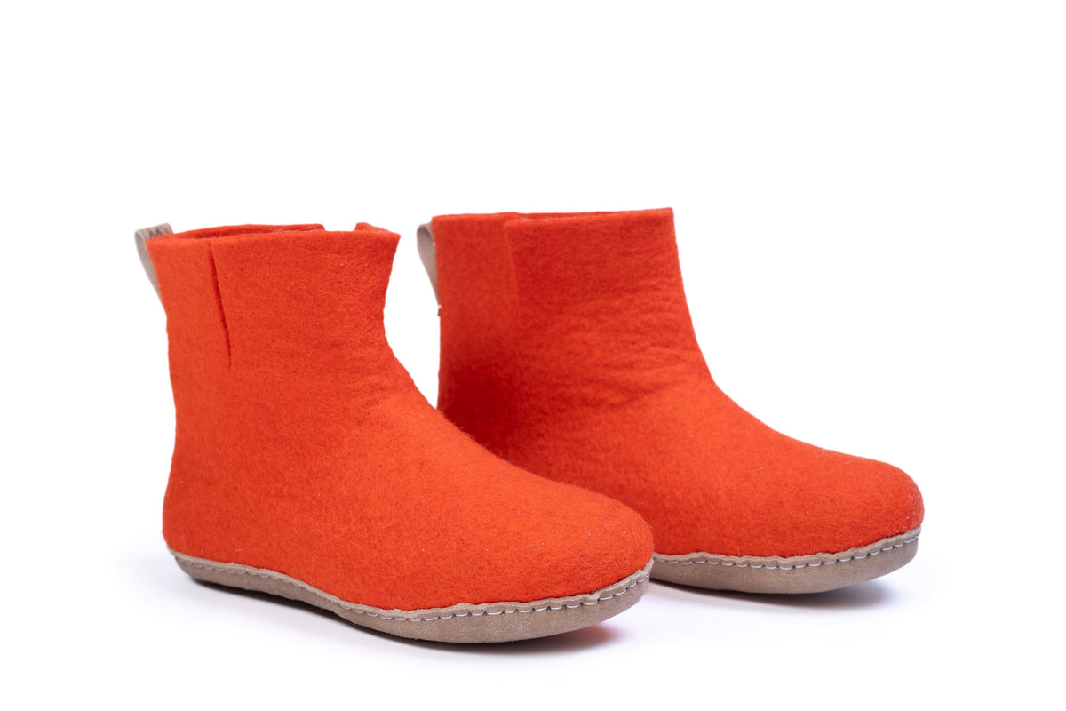 Woollyes Stivali Da Interno Con Suola In Cuoio – Arancione