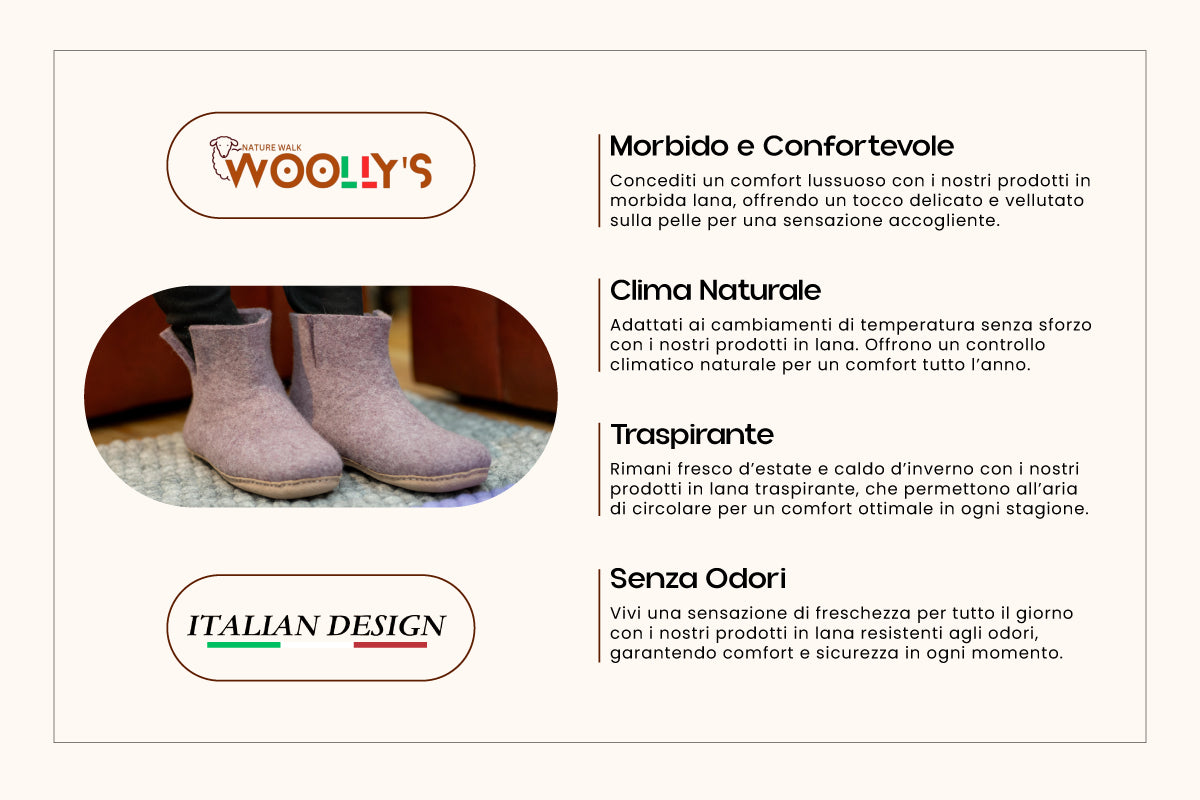 Woollyes Stivali Da Interno Con Suola In Cuoio – Lavanda