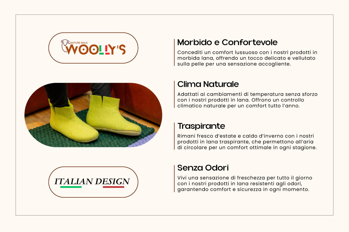 Woollyes Stivali Da Interno Con Suola In Cuoio – Verde Lime