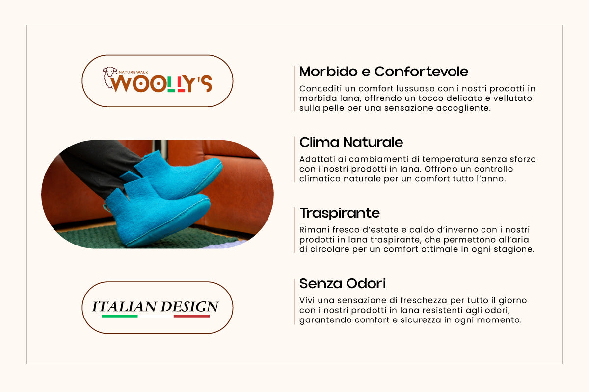 Woollyes Stivali Da Interno Con Suola In Cuoio – Turchese