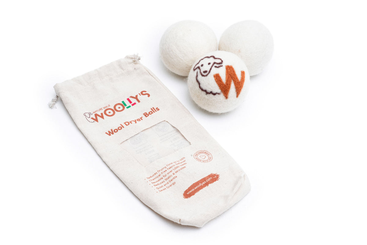 Woolly's Wool Dryer Balls – 100% Pure New Zealand Wool, Reusable Natural Fabric Softener, Reduces Drying Time & Clothes Wrinkles, Chemical-Free Dryer Balls