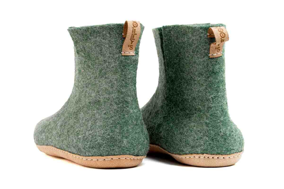 Woollyes Stivali Da Interno Con Suola In Cuoio – Verde Giungla