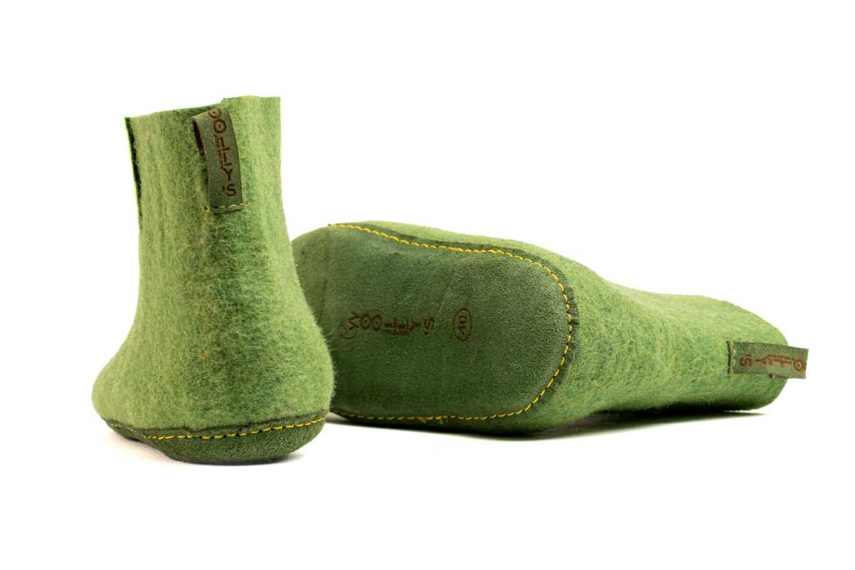 Woollyes Stivali Da Interno Con Suola In Cuoio – Verde