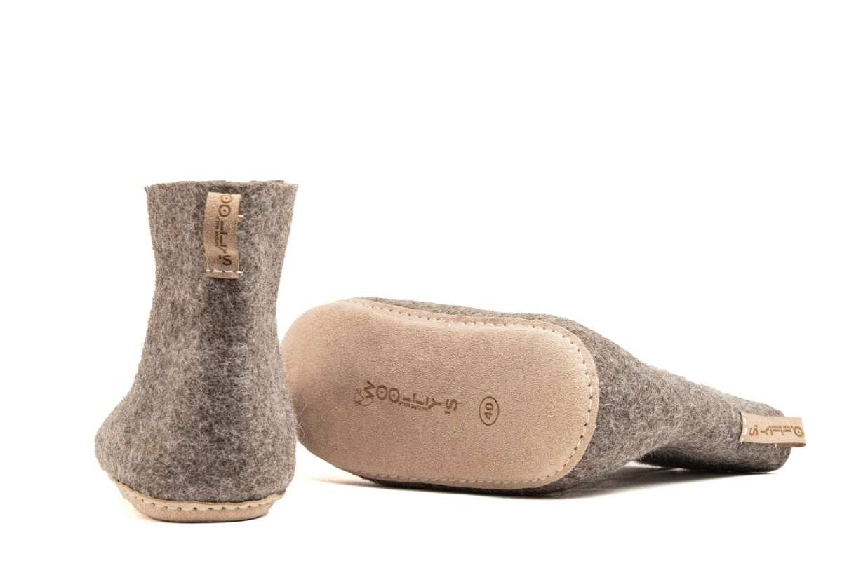 Woollyes Stivali Da Interno Con Suola In Cuoio – Marrone Naturale