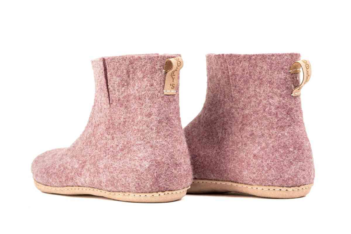 Woollyes Stivali Da Interno Con Suola In Cuoio – Lavanda