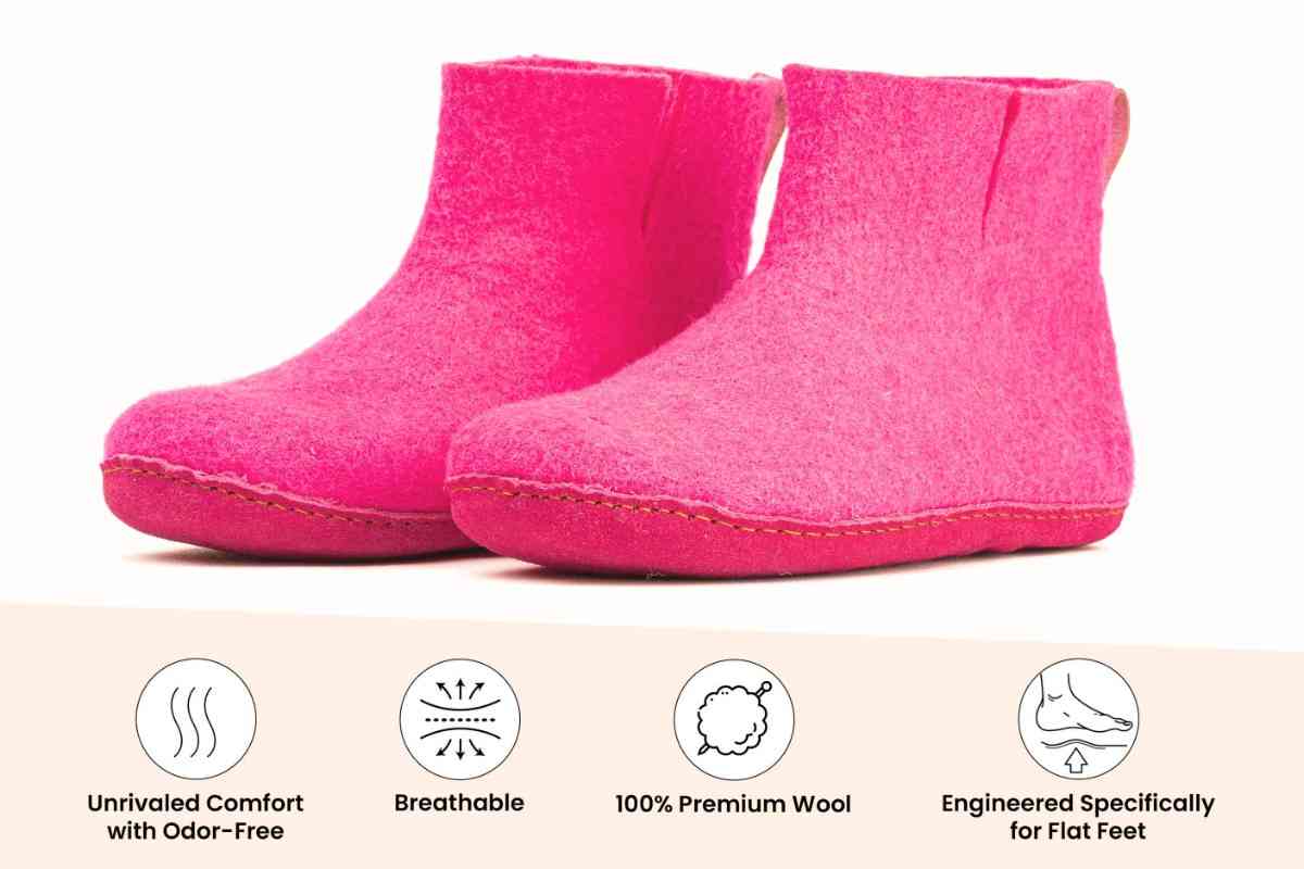 Woollyes Stivali Da Interno Con Suola In Cuoio – Fucsia