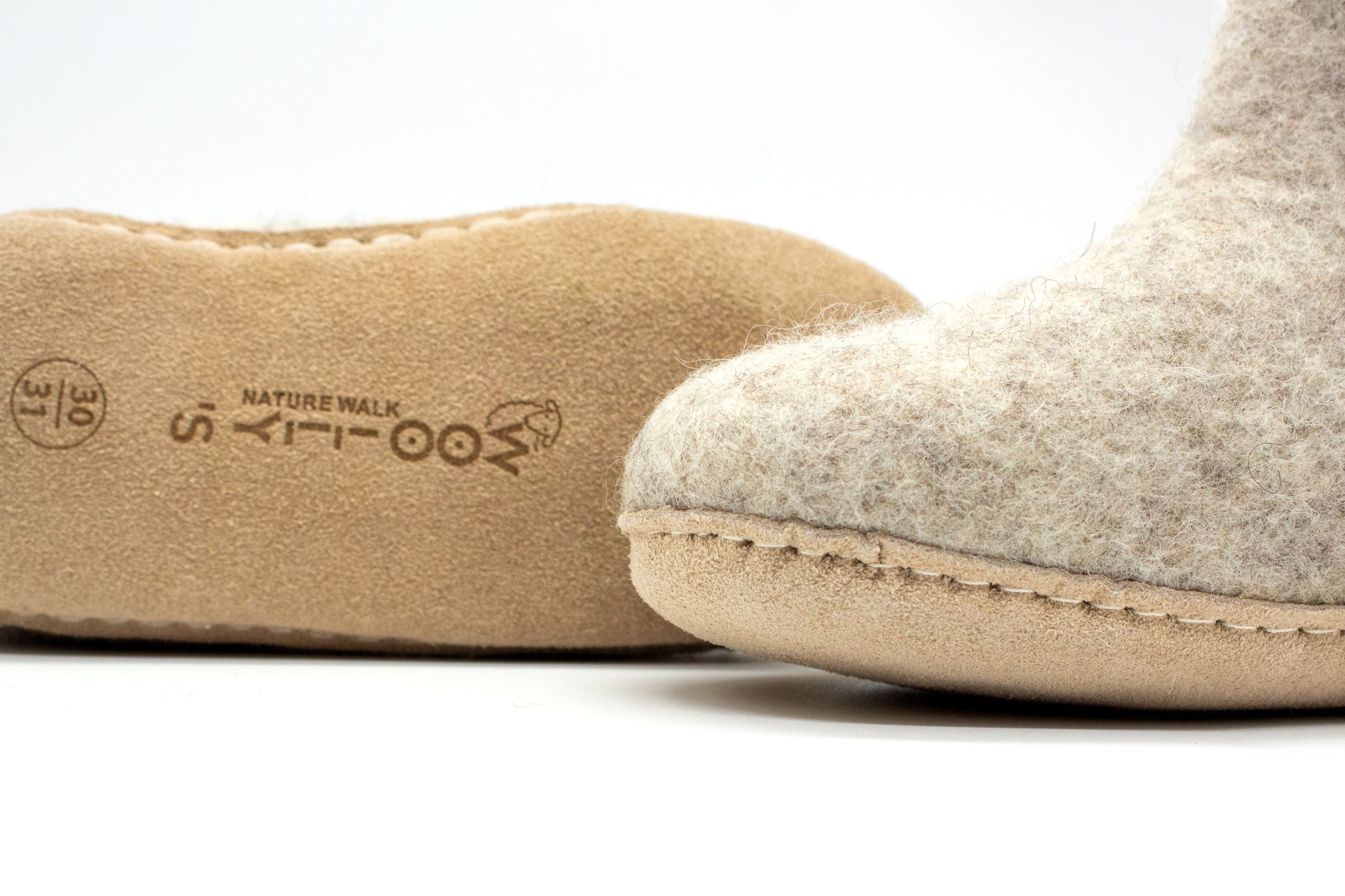 Stivaletti Da Interno Per Bambini Con Suola In Cuoio– Grigio Naturale