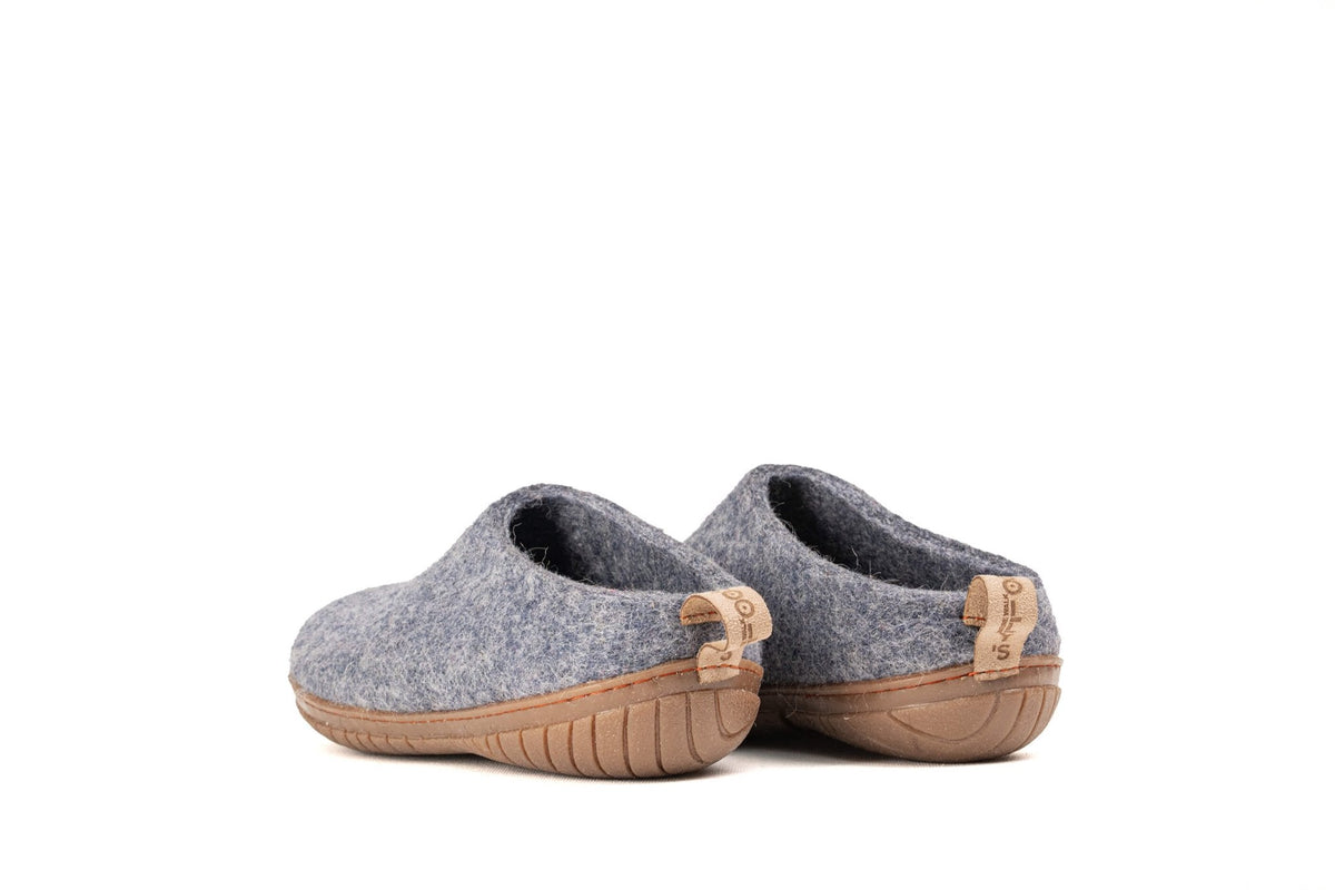 Outdoor Open Heel Slippers With Rubber Sole - Denim - Woollyes