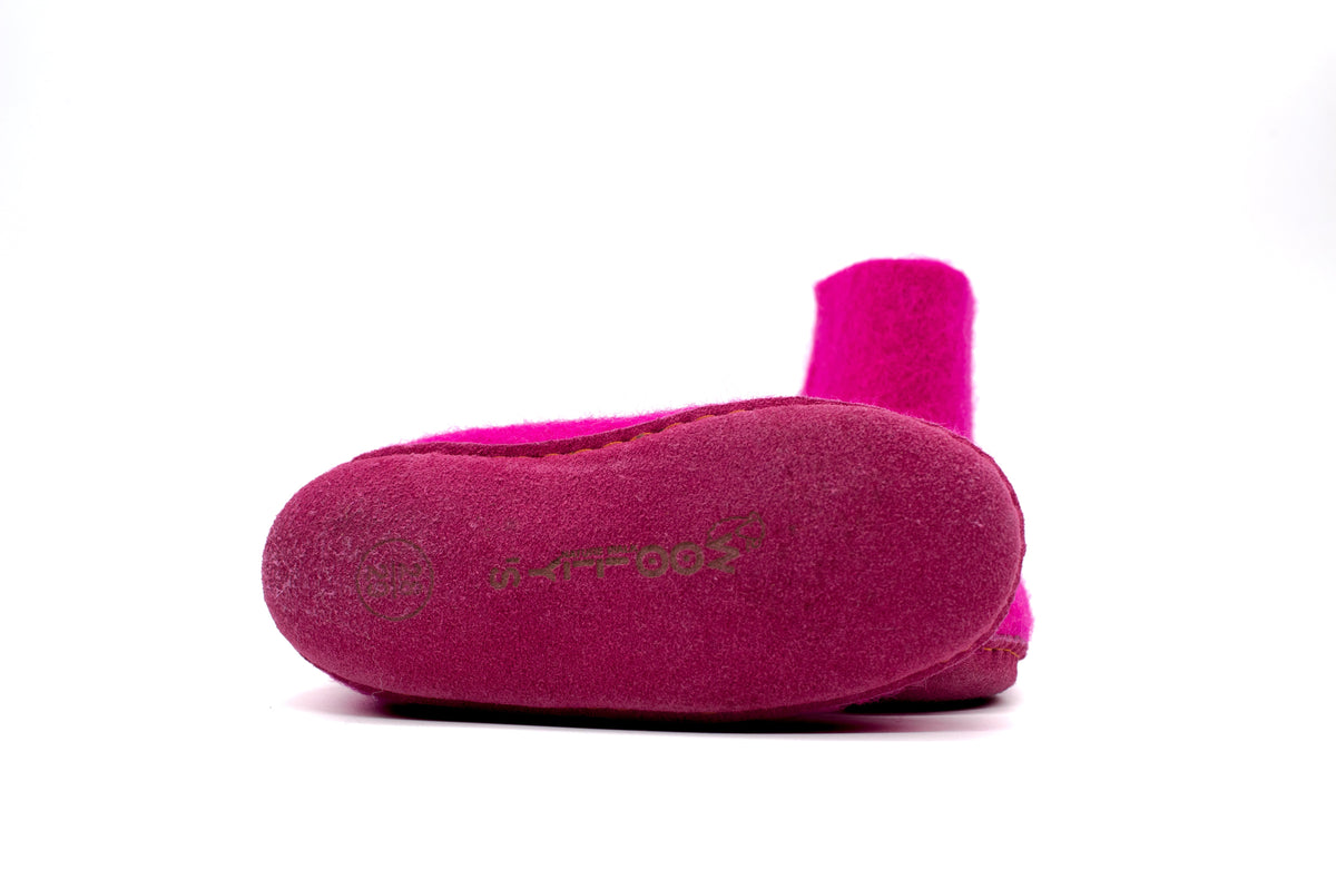 Stivaletti Da Interno Per Bambini Con Suola In Cuoio– Fucsia