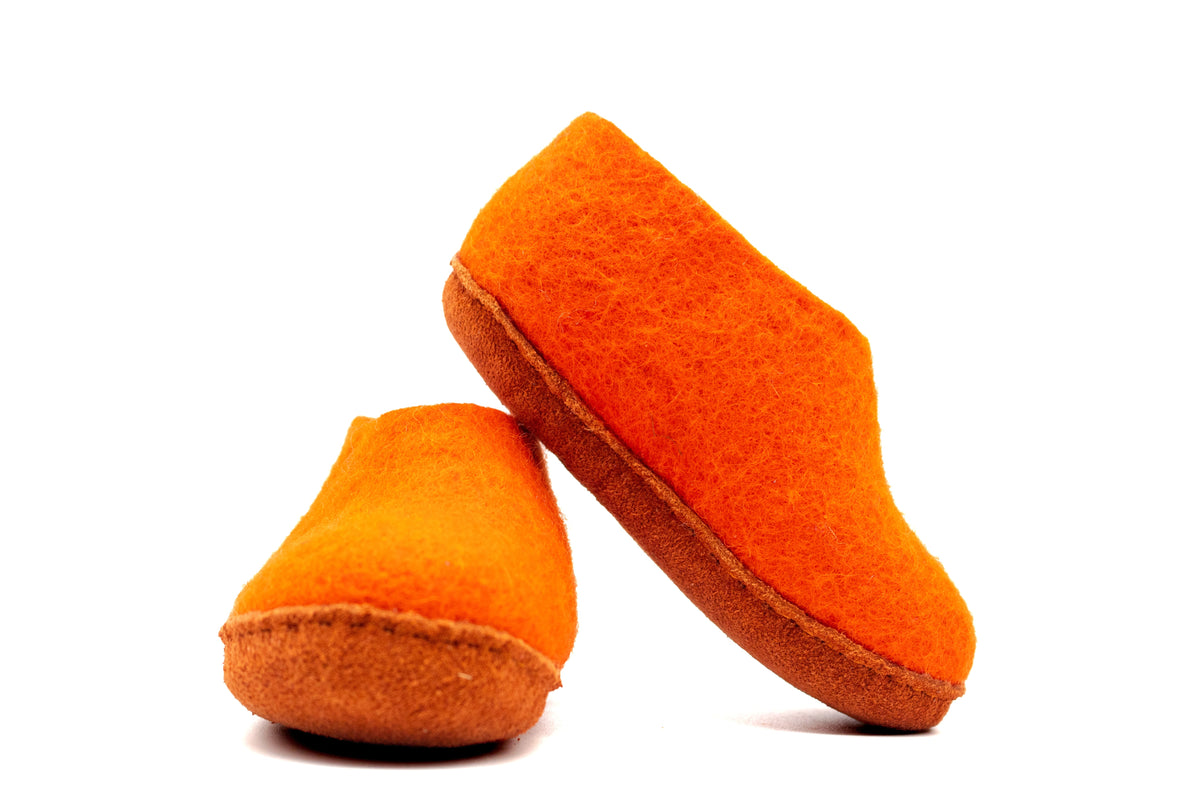 Scarpe Da Interno Per Bambini Con Suola In Cuoio– Arancione