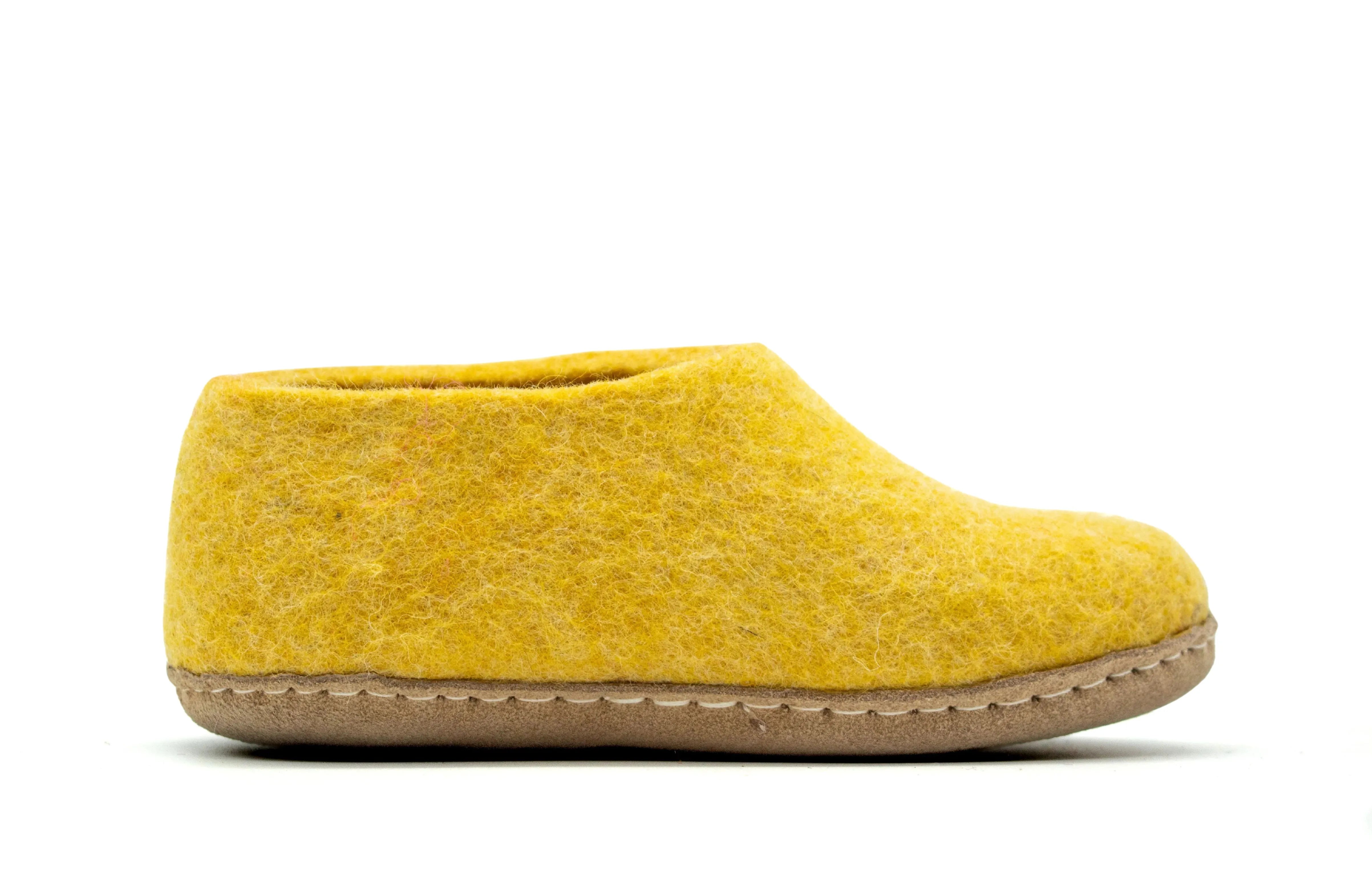 Scarpe Da Interno Per Bambini Con Suola In Cuoio– Senape