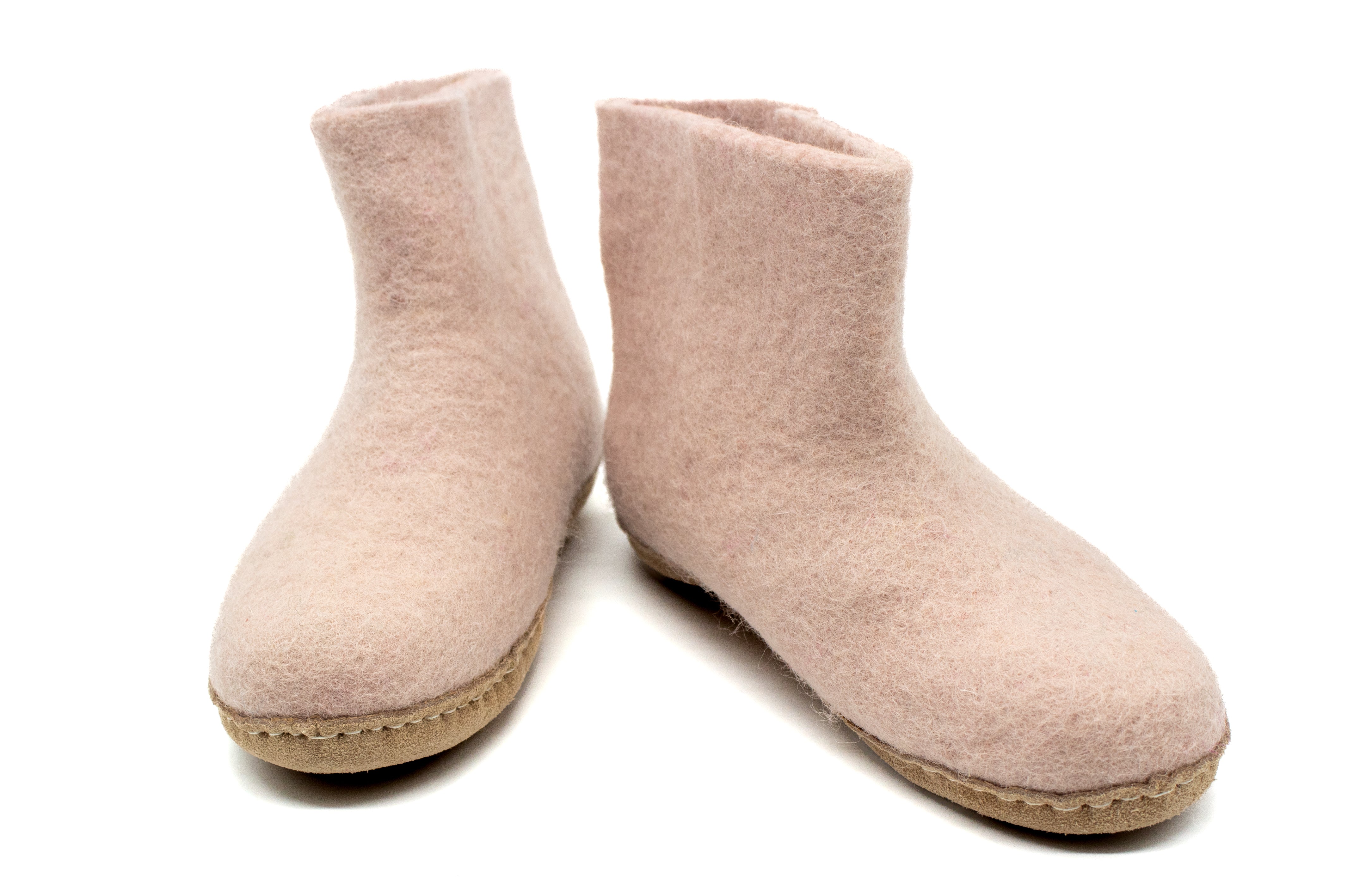 Stivaletti Da Interno Per Bambini Con Suola In Cuoio– Rosa Baby