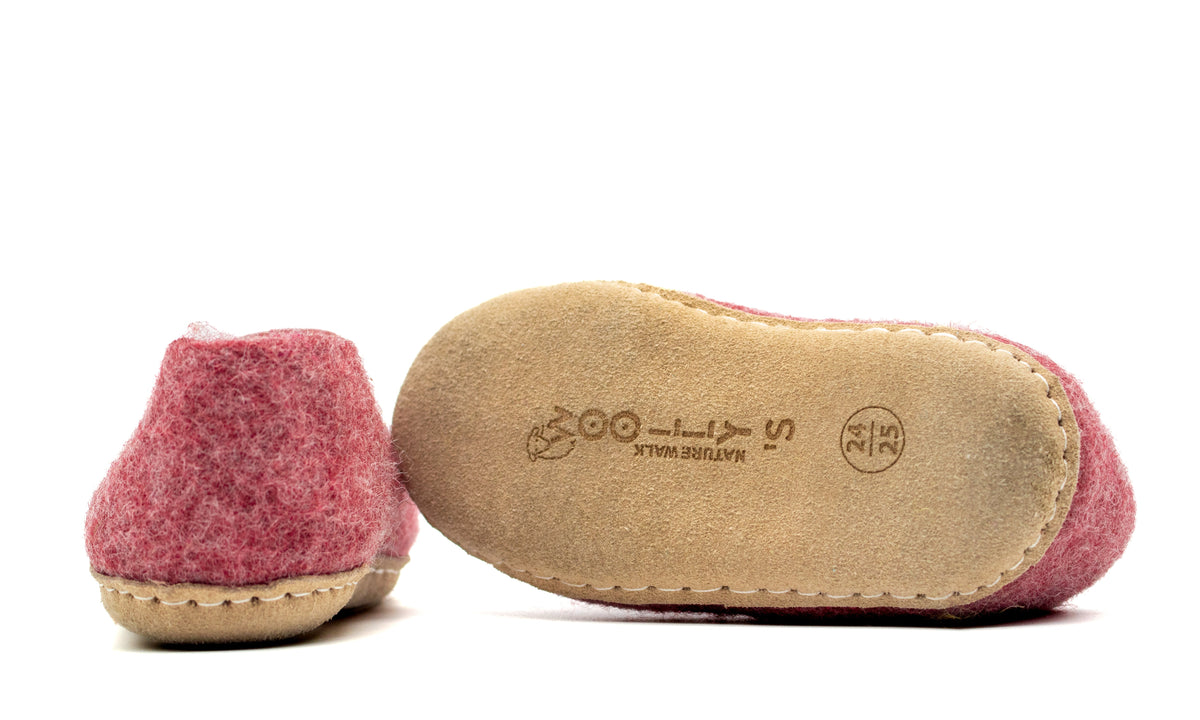 Scarpe Da Interno Per Bambini Con Suola In Cuoio– Rosa Ciliegia