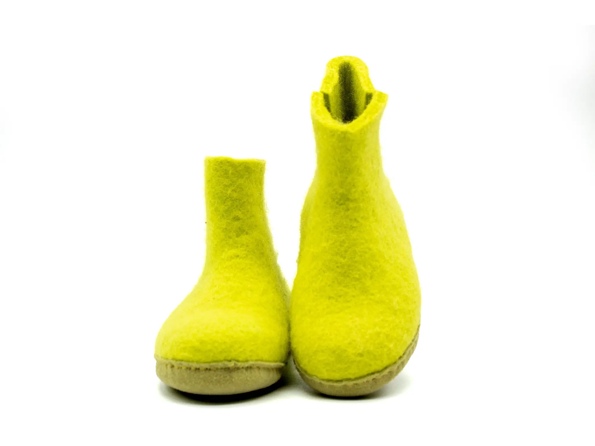 Stivaletti Da Interno Per Bambini Con Suola In Cuoio– Verde Lime