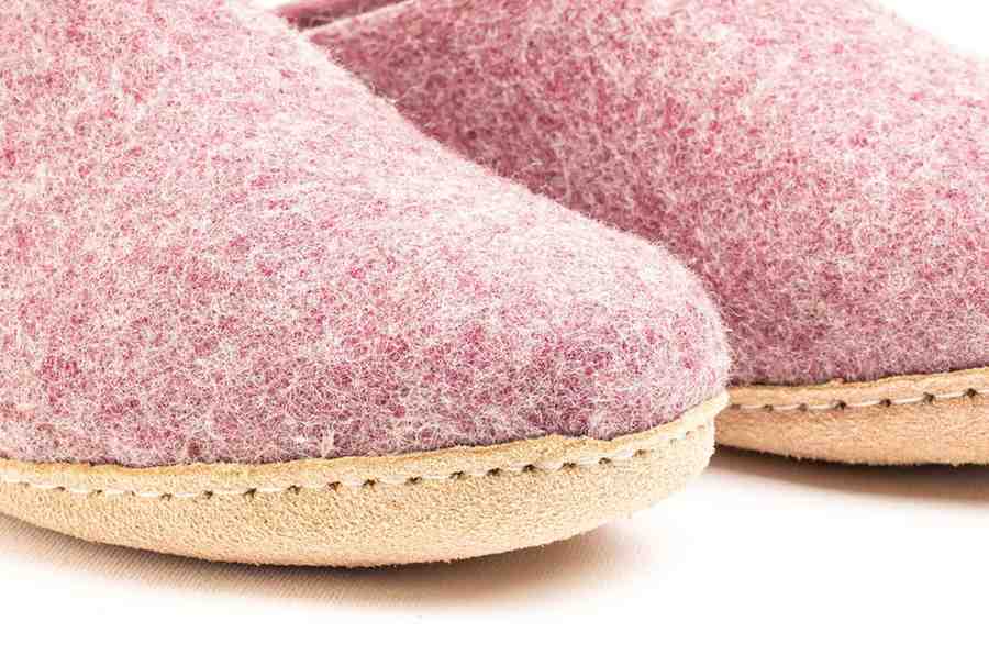 Pantofole Da Interno Con Tacco Aperto e Suola In Cuoio - Lavanda