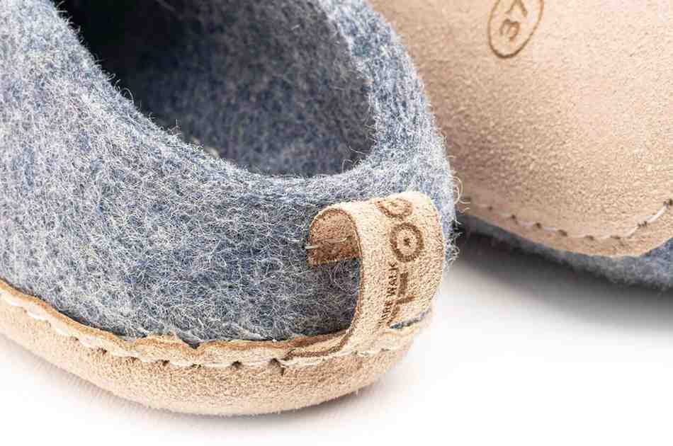 Pantofole Da Interno Con Tacco Aperto e Suola In Cuoio - Denim
