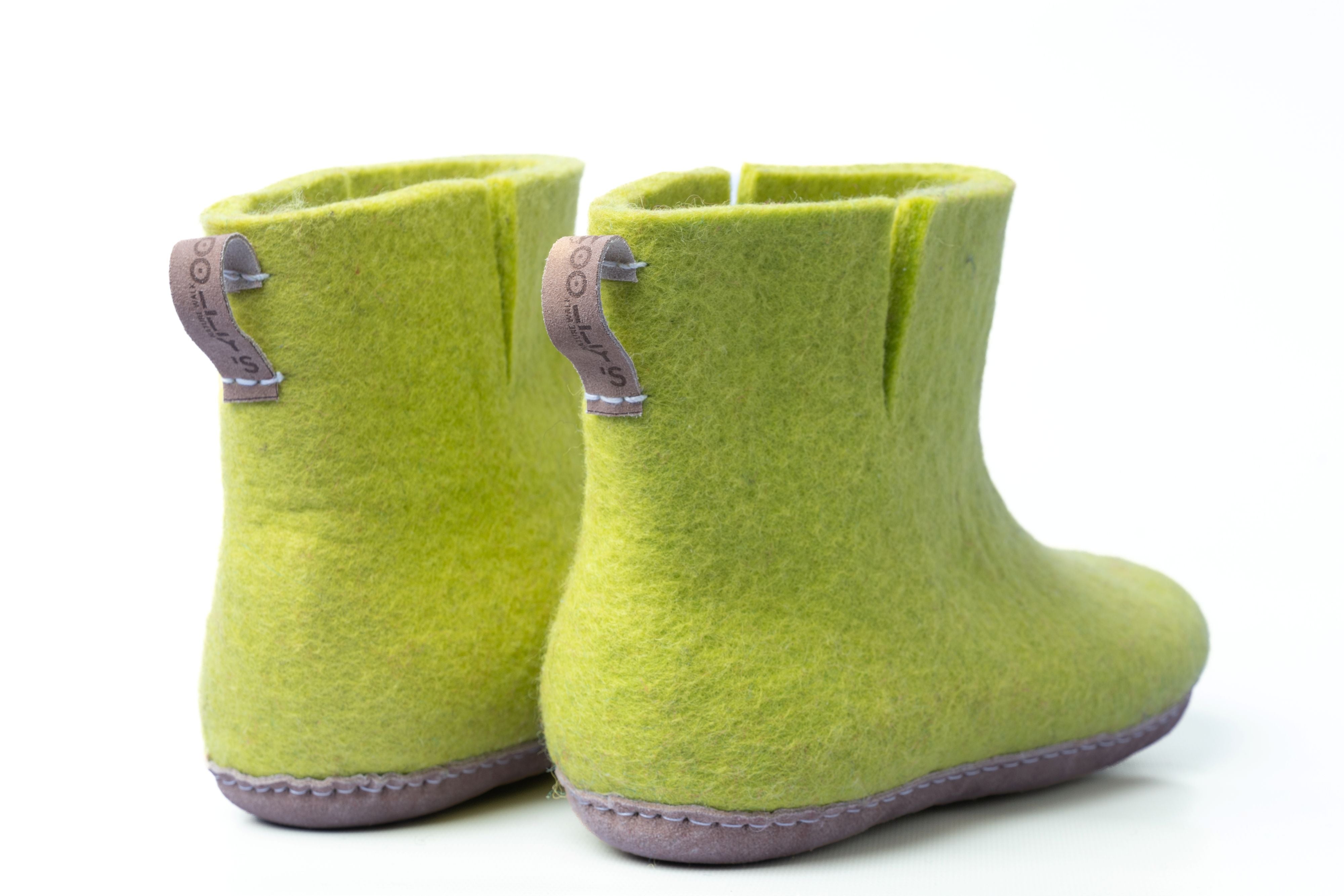 Woollyes Stivali Da Interno Con Suola In Cuoio  – Verde Lime