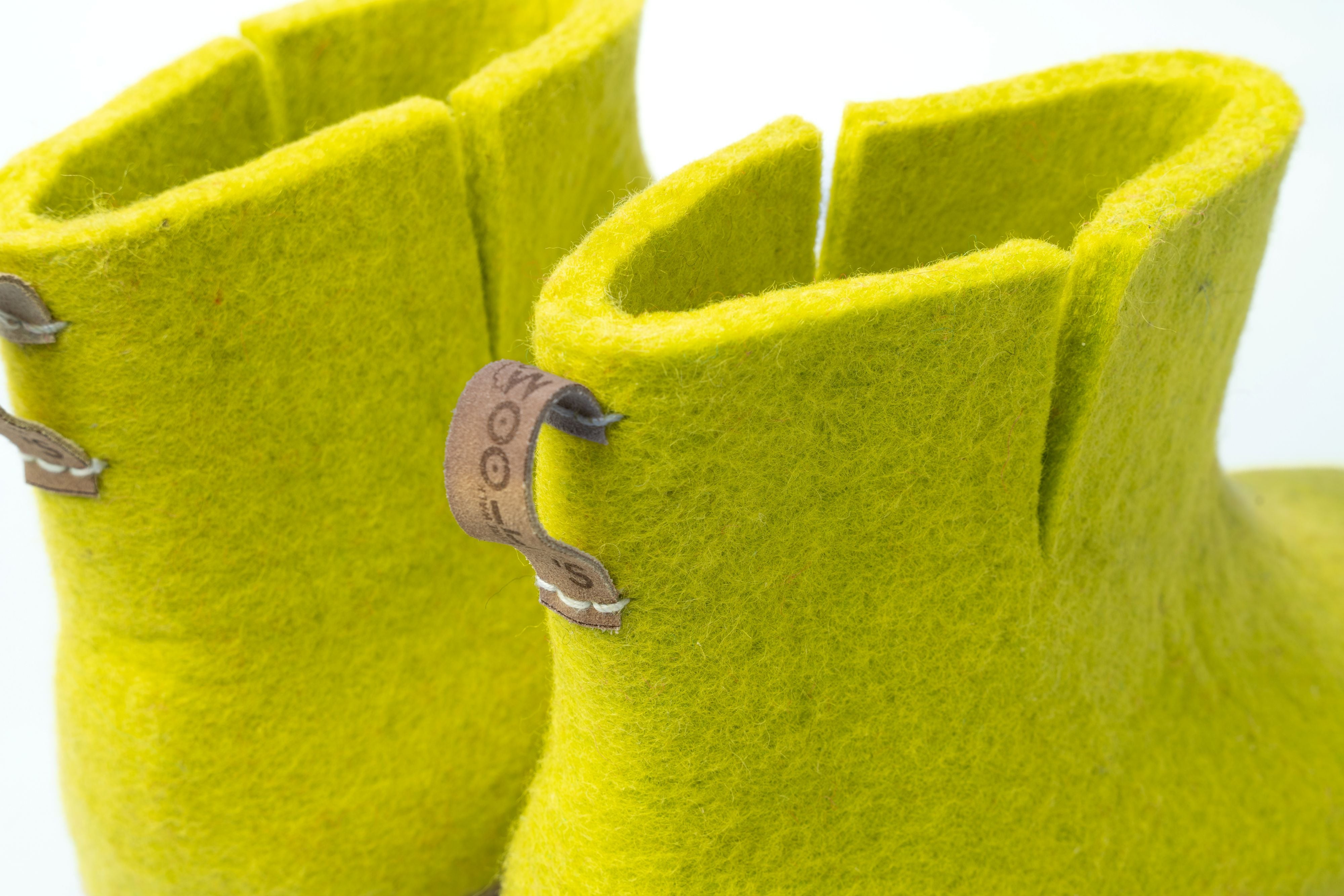 Woollyes Stivali Da Interno Con Suola In Cuoio  – Verde Lime