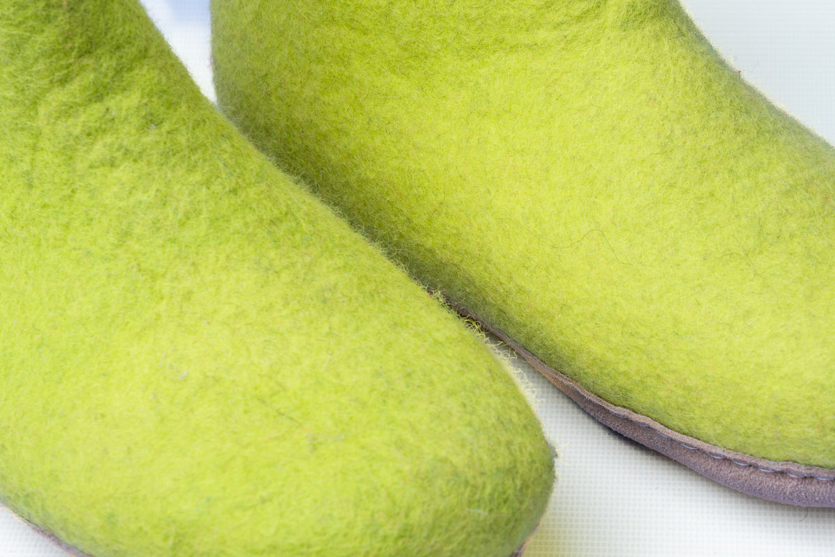 Woollyes Stivali Da Interno Con Suola In Cuoio  – Verde Lime