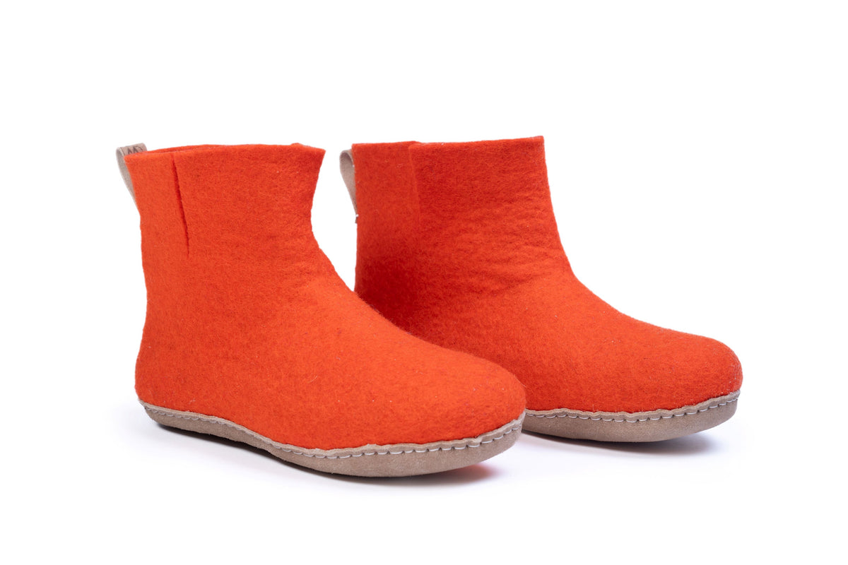Woollyes Stivali Da Interno Con Suola In Cuoio  – Arancione