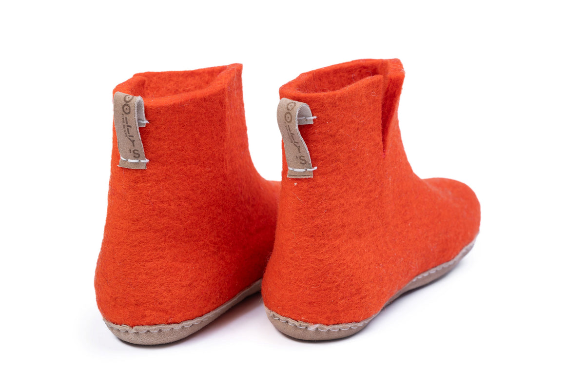 Woollyes Stivali Da Interno Con Suola In Cuoio  – Arancione