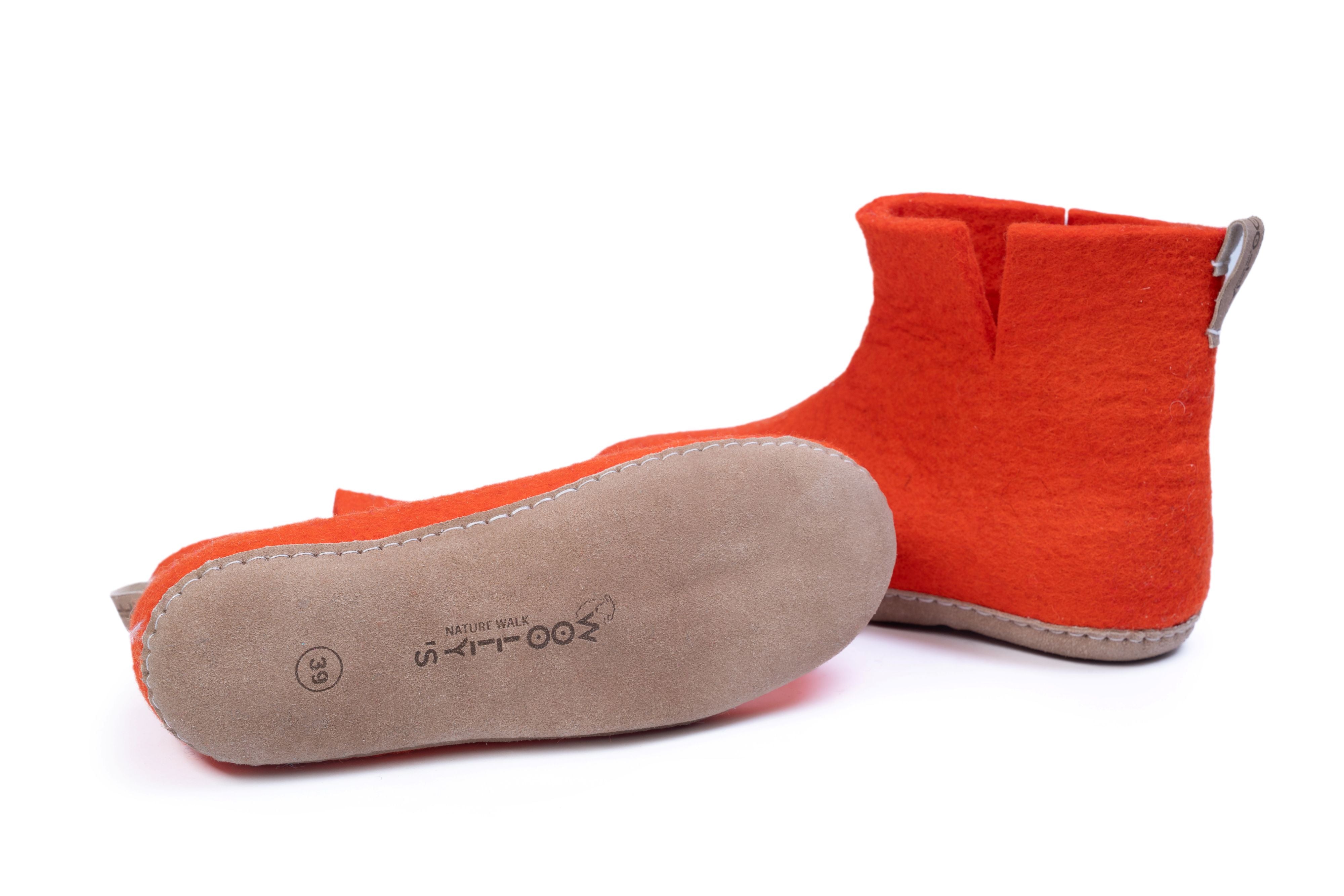 Woollyes Stivali Da Interno Con Suola In Cuoio  – Arancione