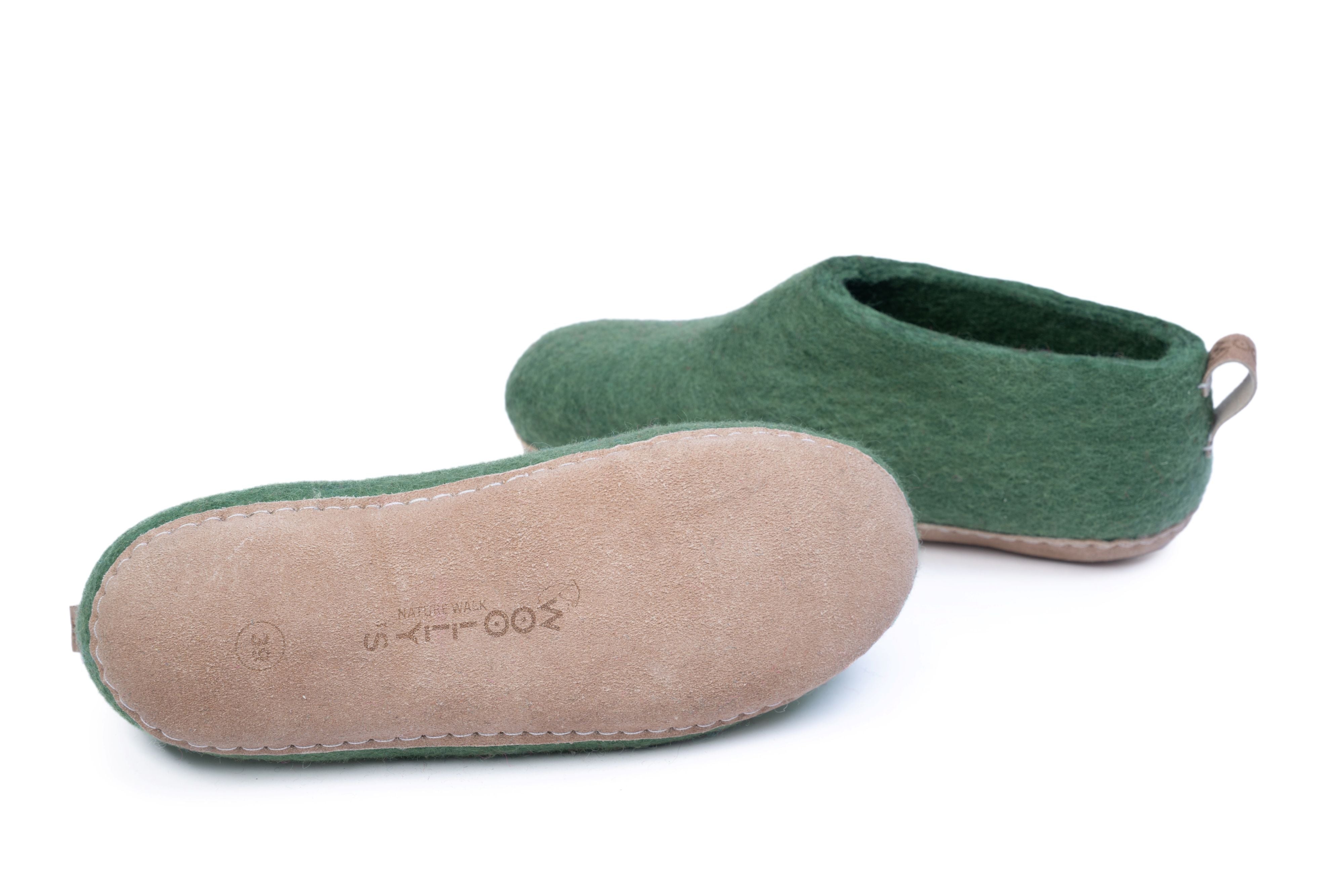 Scarpe Da Interni Con Suola In Cuoio - Verde
