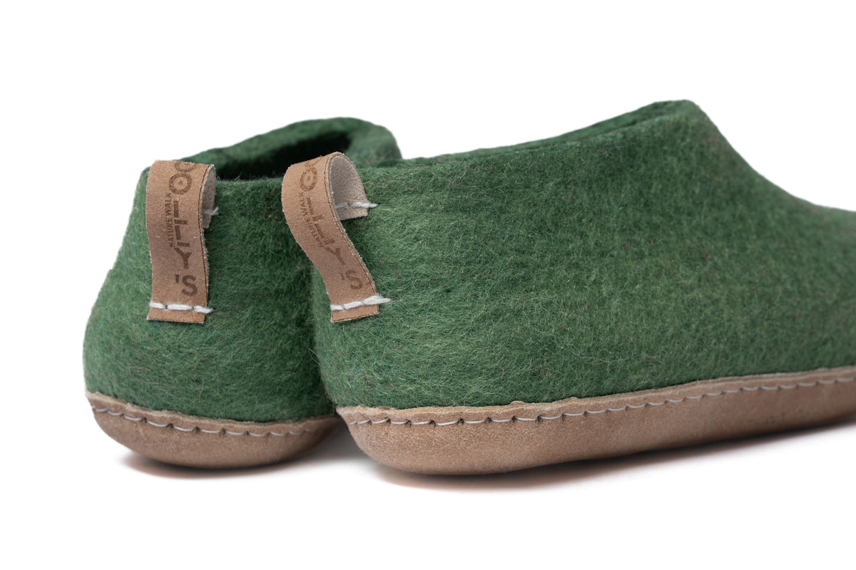 Scarpe Da Interni Con Suola In Cuoio - Verde