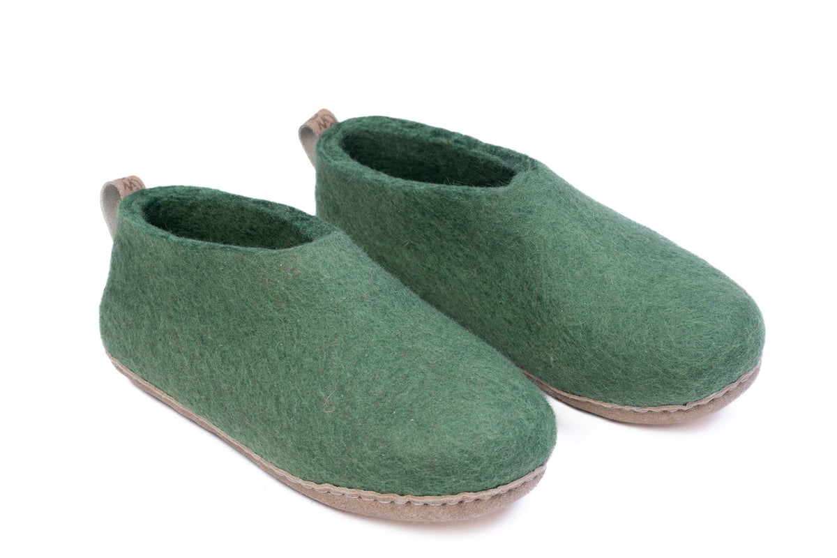Scarpe Da Interni Con Suola In Cuoio - Verde