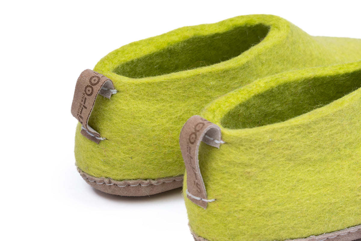 Scarpe Da Interni Con Suola In Cuoio - Verde Lime