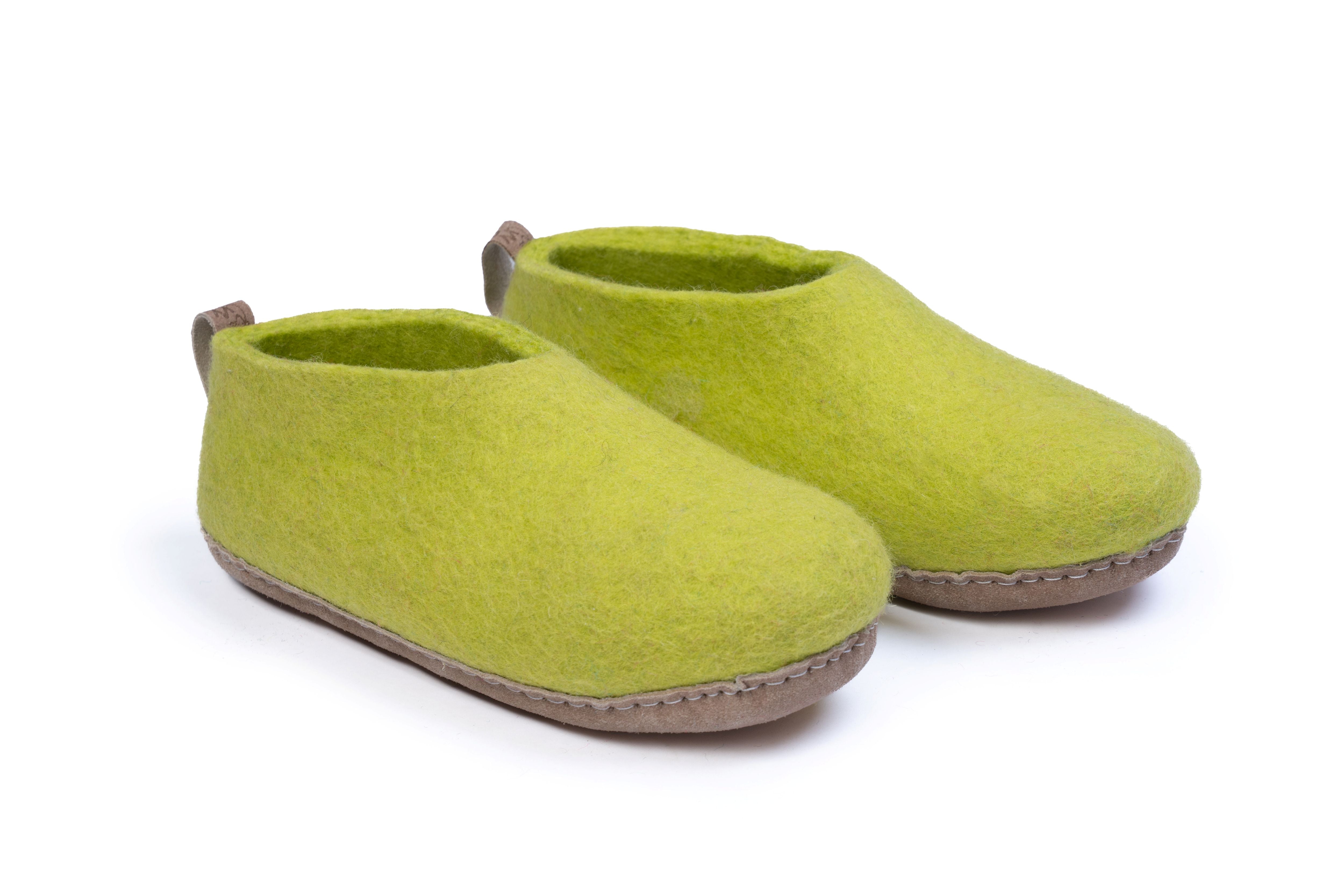 Scarpe Da Interni Con Suola In Cuoio - Verde Lime
