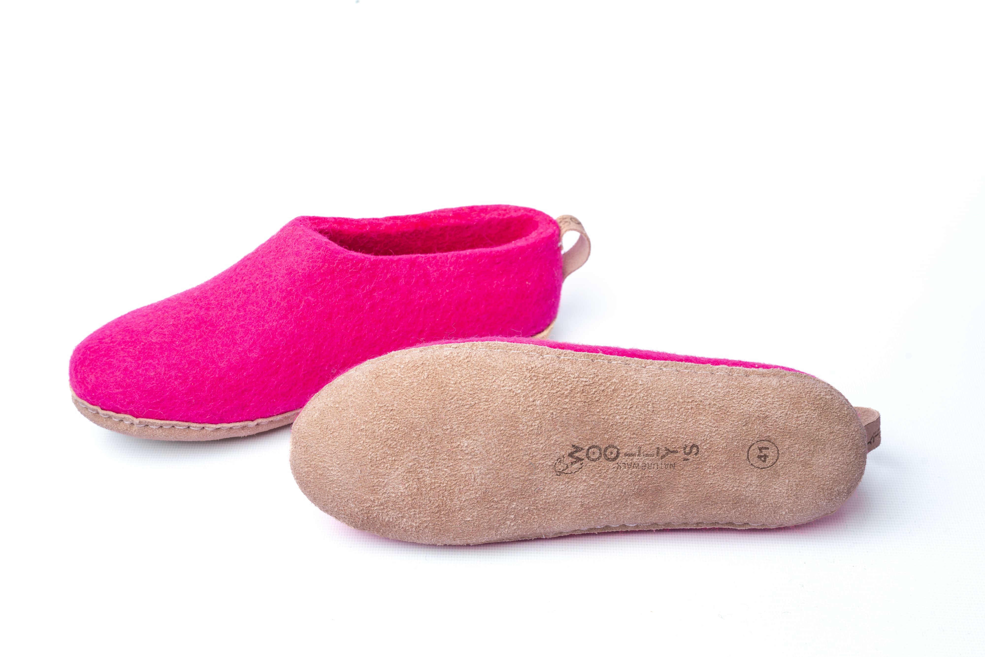 Scarpe Da Interni Con Suola In Cuoio - Fucsia