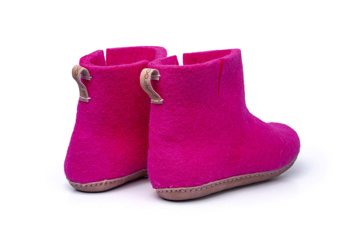 Woollyes Stivali Da Interno Con Suola In Cuoio  – Fucsia