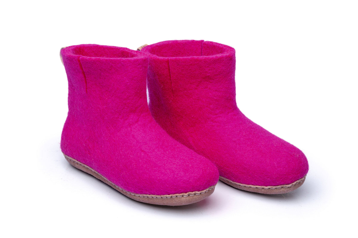 Woollyes Stivali Da Interno Con Suola In Cuoio  – Fucsia