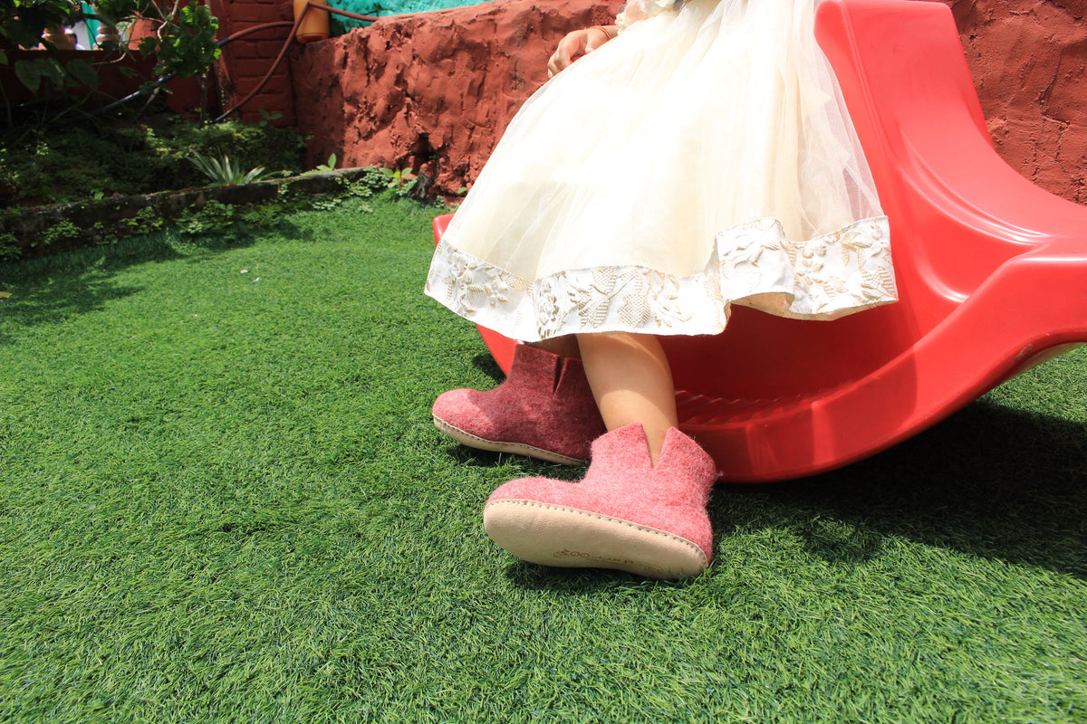 Stivaletti Da Interno Per Bambini Con Suola In Cuoio– Verde Giungla 