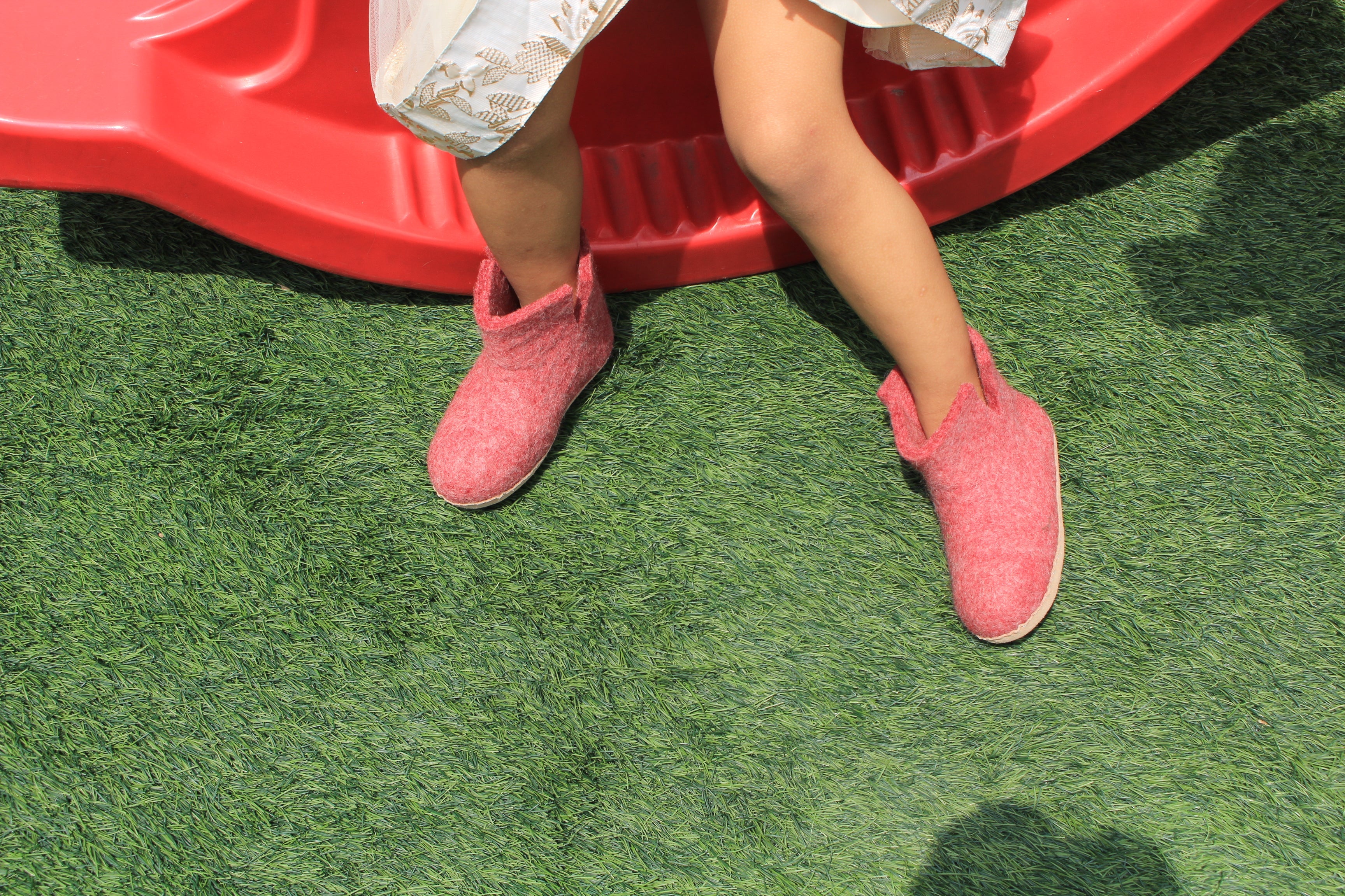 Stivaletti Da Interno Per Bambini Con Suola In Cuoio– Fucsia