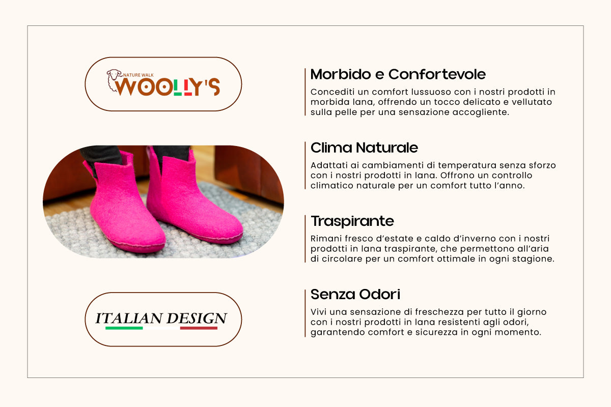 Woollyes Stivali Da Interno Con Suola In Cuoio  – Fucsia