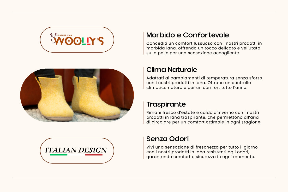 Woollyes Stivali Da Interno Con Suola In Cuoio  – Senape