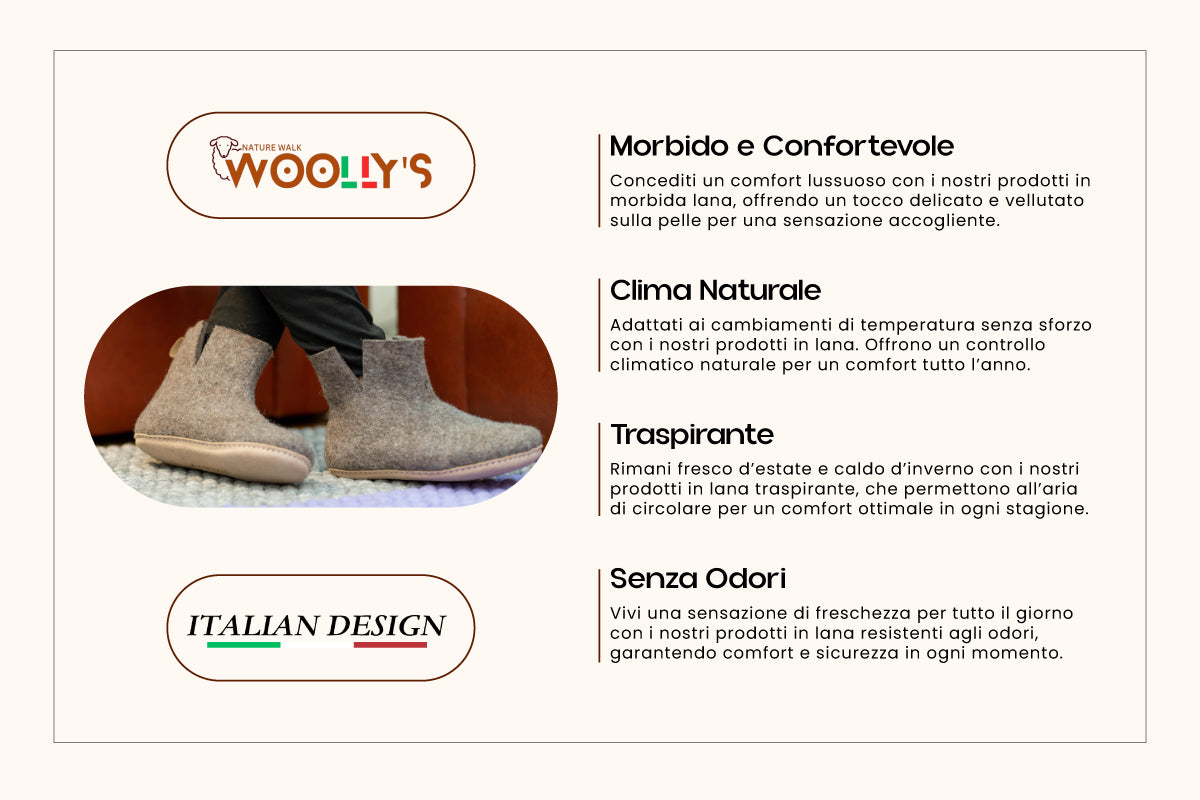 Woollyes Stivali Da Interno Con Suola In Cuoio  – Marrone Naturale
