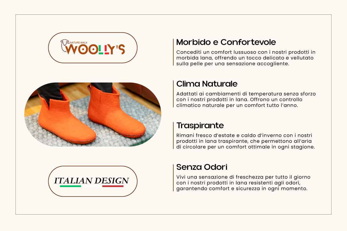 Woollyes Stivali Da Interno Con Suola In Cuoio  – Arancione