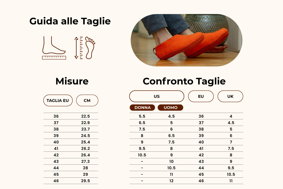 Scarpe Da Interni Con Suola In Cuoio - Arancio