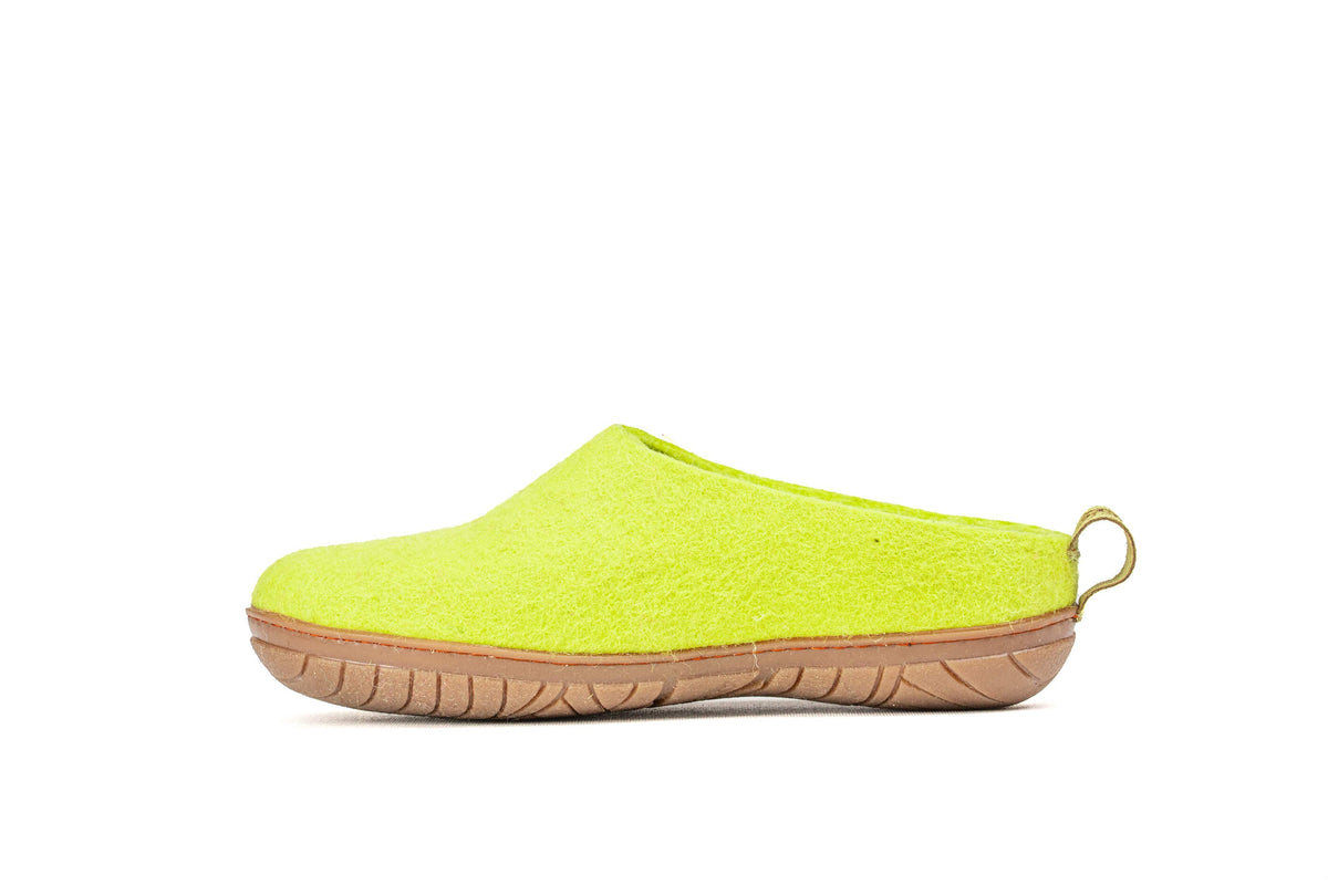 Outdoor Open Heel Slippers With Rubber Sole - Lime Green