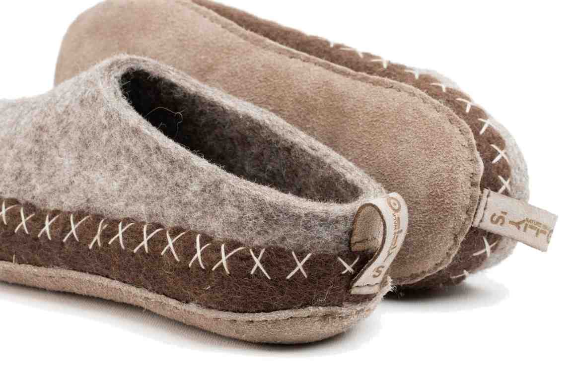 Pantofole Da Interno Con Tacco Aperto e Suola In Cuoio - Marrone naturale e Marrone Chiaro