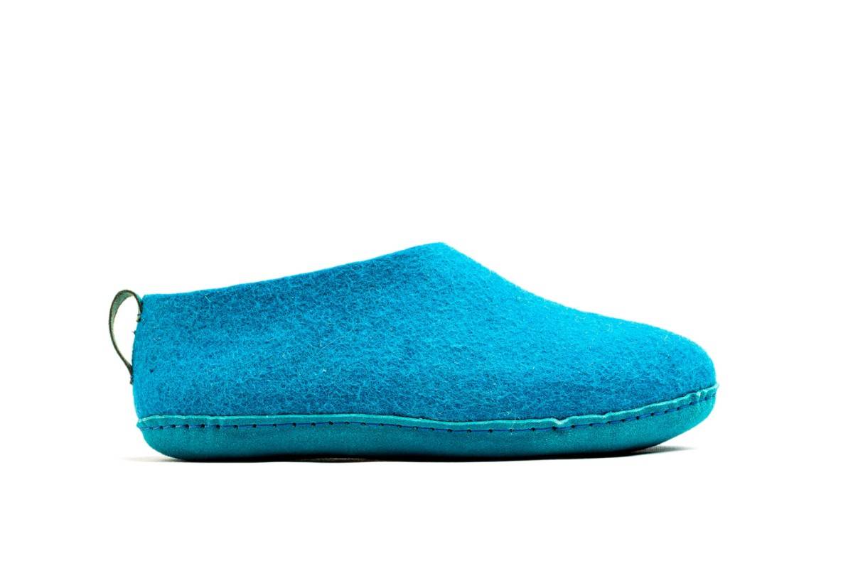 Scarpe Da Interni Con Suola In Cuoio - Turchese