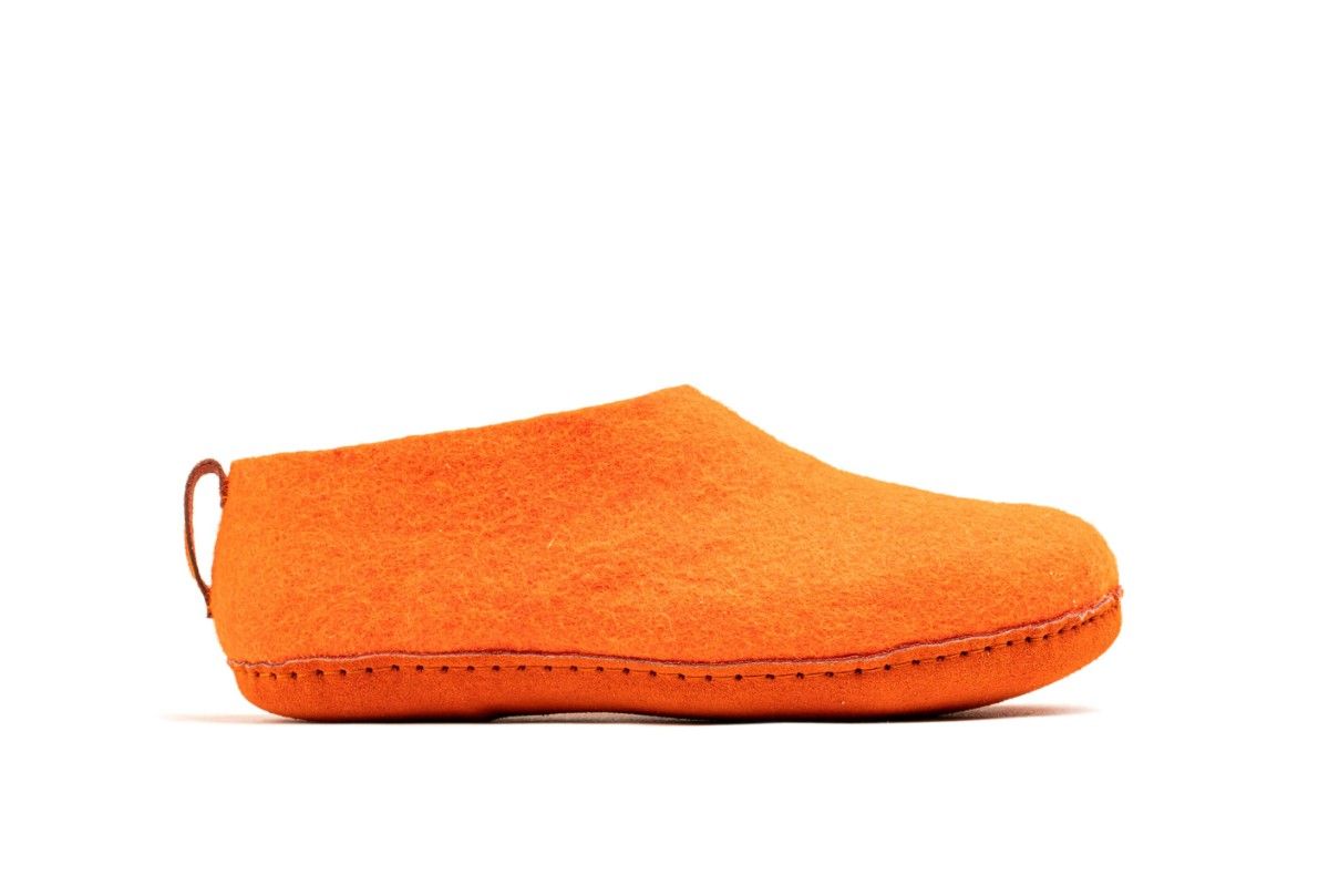 Scarpe Da Interni Con Suola In Cuoio - Arancio