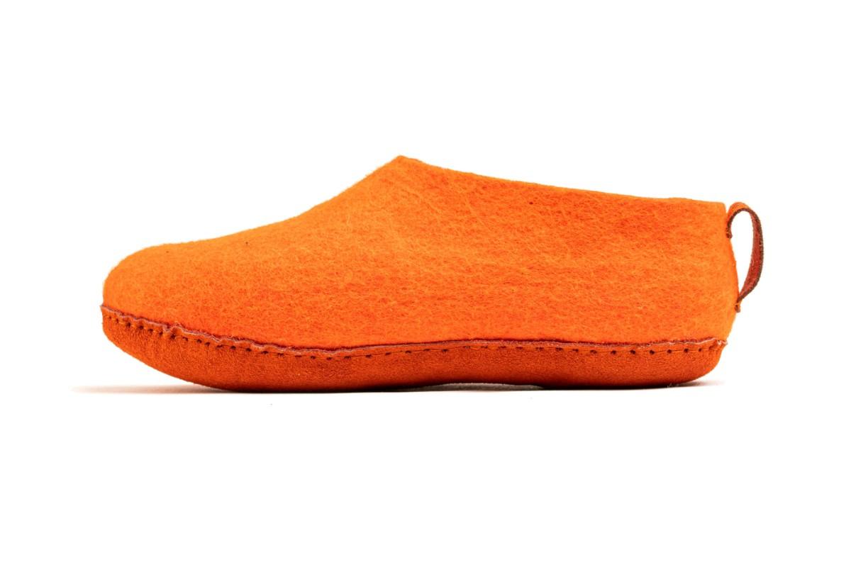 Scarpe Da Interni Con Suola In Cuoio - Arancio