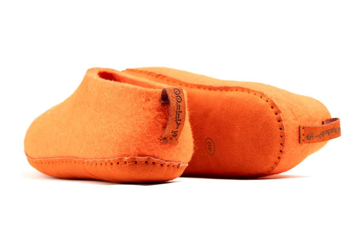 Scarpe Da Interni Con Suola In Cuoio - Arancio