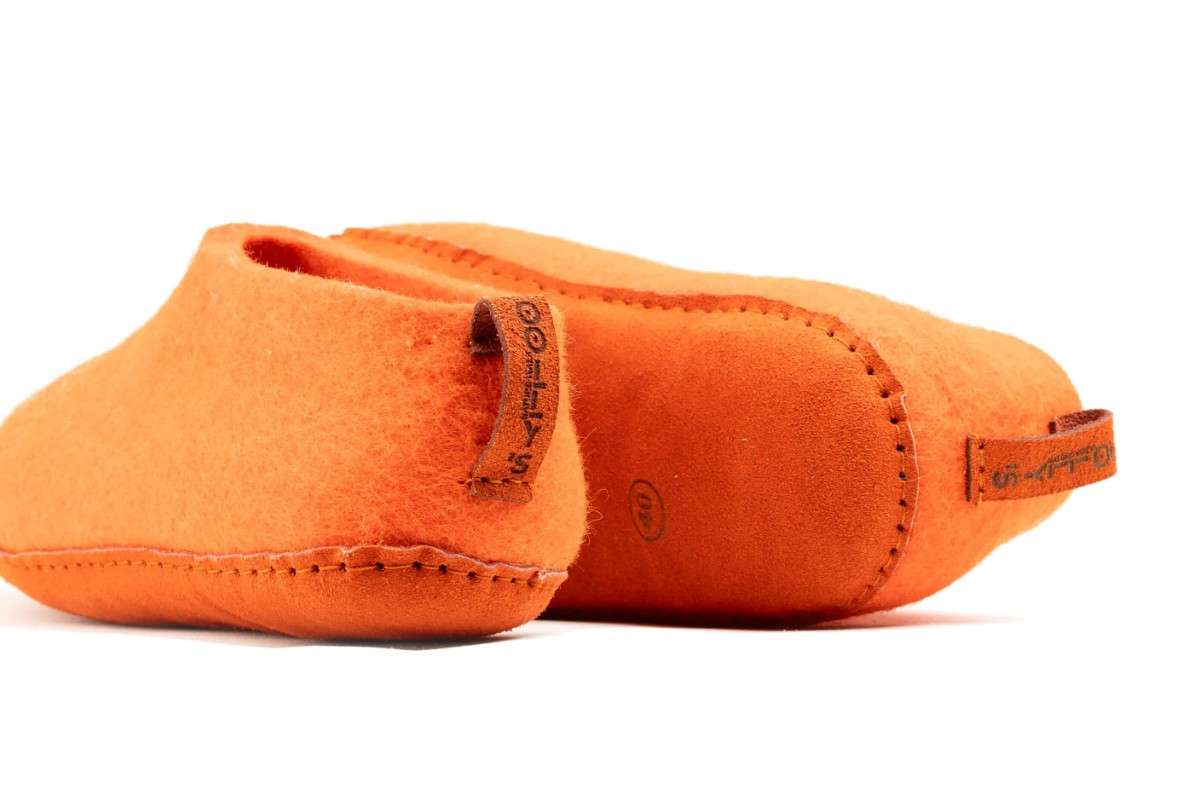 Scarpe Da Interni Con Suola In Cuoio - Arancio