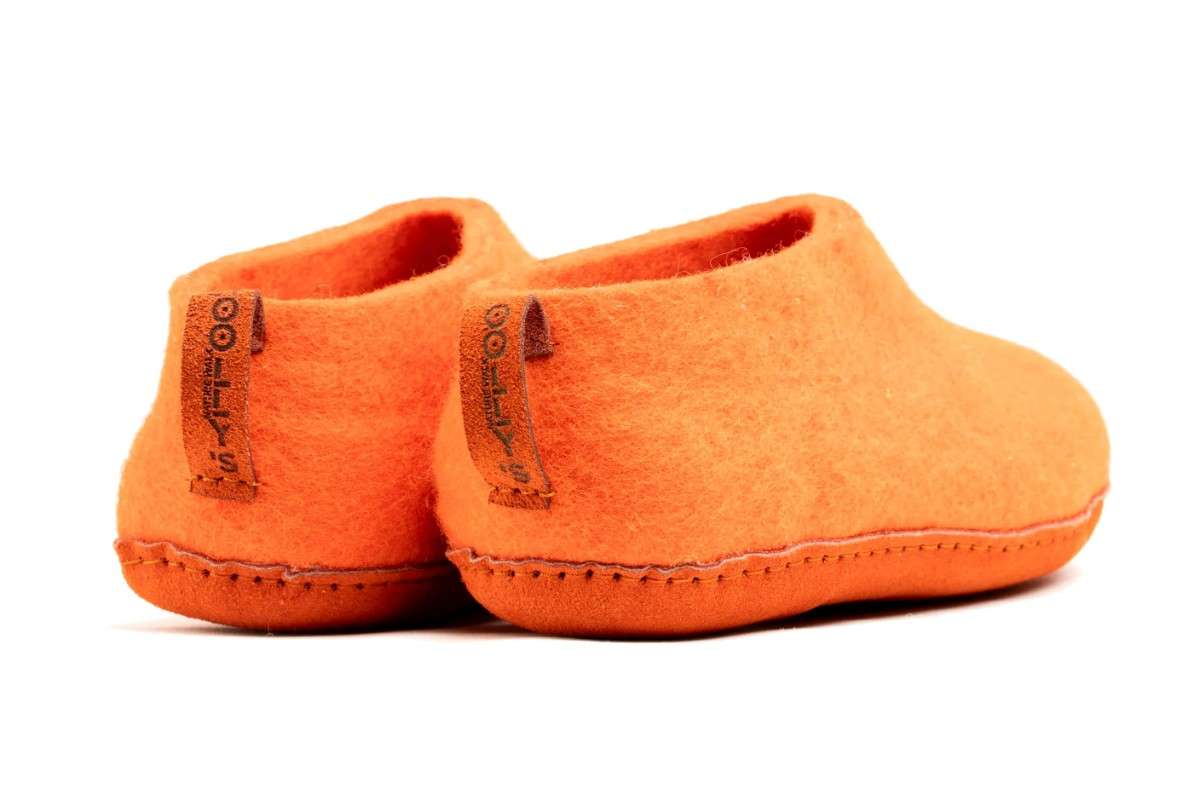 Scarpe Da Interni Con Suola In Cuoio - Arancio