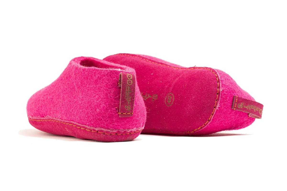 Scarpe Da Interni Con Suola In Cuoio - Fucsia
